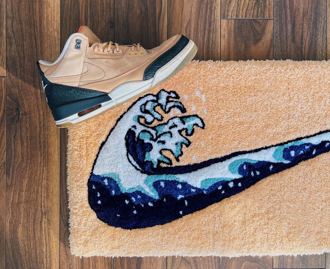 Great Wave off Kanagawa Nike Swoosh custom rug